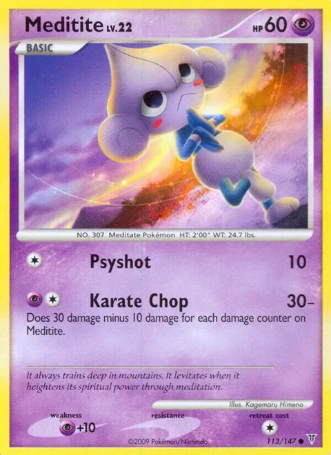 Meditite #113 Pokémon card from Supreme Victors