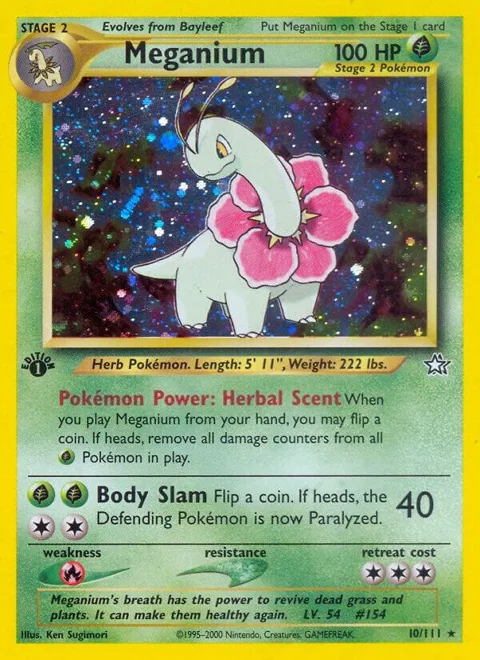 Meganium 10 #010/111 Unlimited Holofoil Pokémon card from Neo Genesis