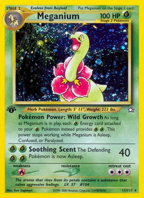 Meganium 11 #011/111 1st Edition Holofoil Pokémon card from Neo Genesis