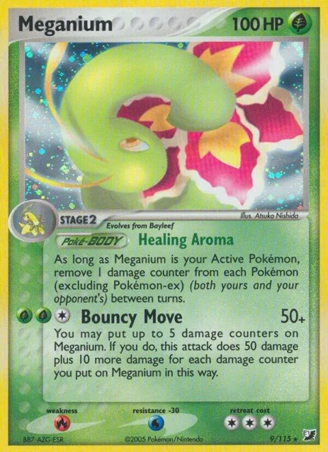 Meganium #9/115 Reverse Holofoil Pokémon card from EX Unseen Forces