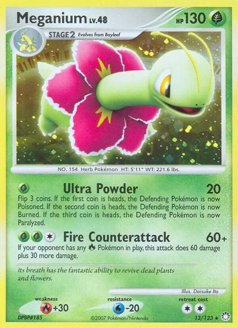 Meganium #13/123 Holofoil Pokémon card from Mysterious Treasures