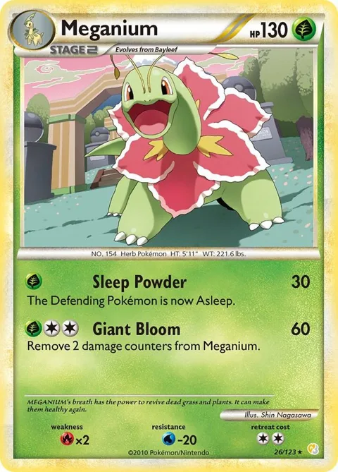 Meganium #26/123 Pokémon card from HeartGold SoulSilver
