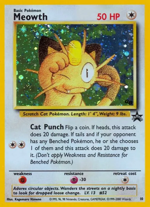 Meowth #10/53 Holofoil Pokémon card from WoTC Promo