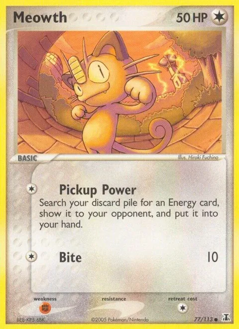 Meowth #77/113 Pokémon card from EX Delta Species