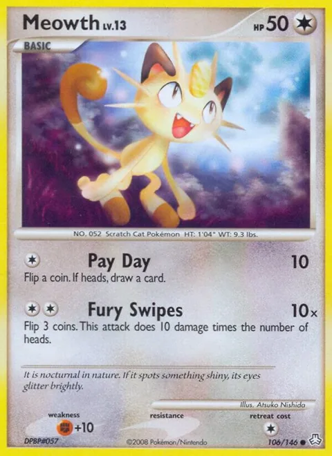 Meowth #106/146 Reverse Holofoil Pokémon card from Legends Awakened