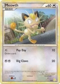 Meowth #12 #12/30 Pokémon card from HGSS Trainer Kit: Gyarados & Raichu