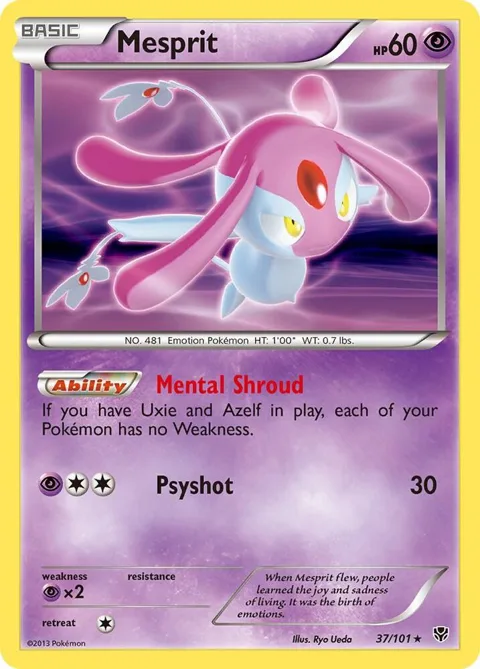 Mesprit #37/101 Reverse Holofoil Pokémon card from Plasma Blast