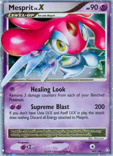 Mesprit LV.X #143/146 Holofoil Pokémon card from Legends Awakened