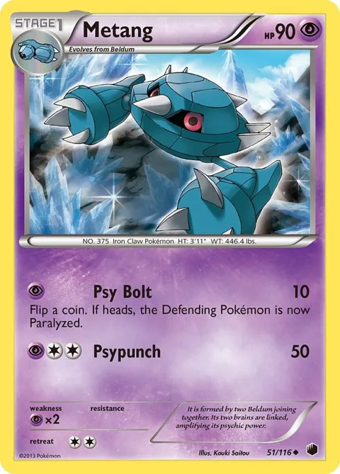 Metang #51/116 Reverse Holofoil Pokémon card from Plasma Freeze
