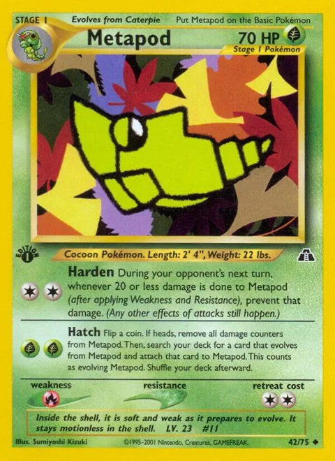 Metapod #42/75 Unlimited Pokémon card from Neo Discovery