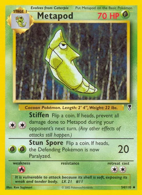 Metapod #054/110 Reverse Holofoil Pokémon card from Legendary Collection