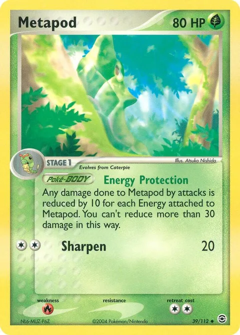 Metapod #39/112 Reverse Holofoil Pokémon card from EX FireRed & LeafGreen