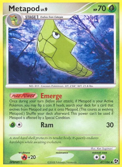 Metapod #47/106 Reverse Holofoil Pokémon card from Great Encounters