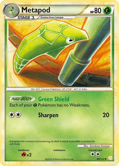 Metapod #46/123 Pokémon card from HeartGold SoulSilver