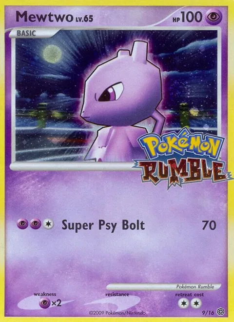 Mewtwo #9 Holofoil Pokémon card from Rumble