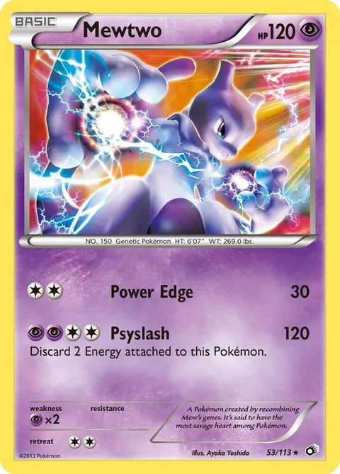 Mewtwo #53/113 Reverse Holofoil Pokémon card from Legendary Treasures