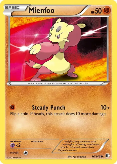 Mienfoo 86 #86/149 Reverse Holofoil Pokémon card from Boundaries Crossed
