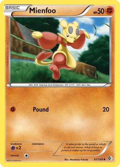Mienfoo 87 #87/149 Pokémon card from Boundaries Crossed
