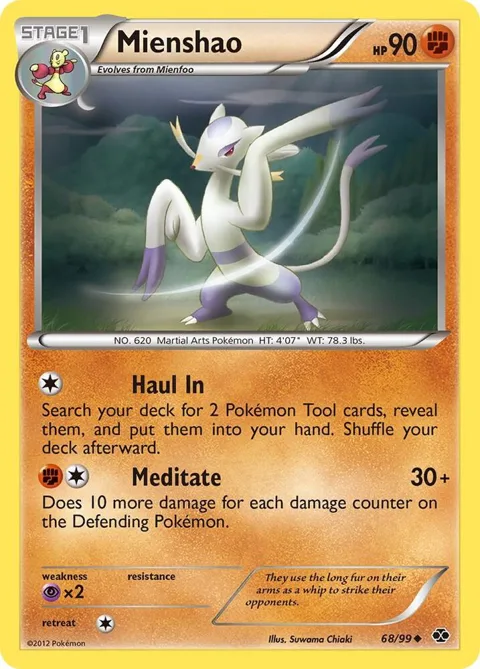 Mienshao #68/99 Reverse Holofoil Pokémon card from Next Destinies