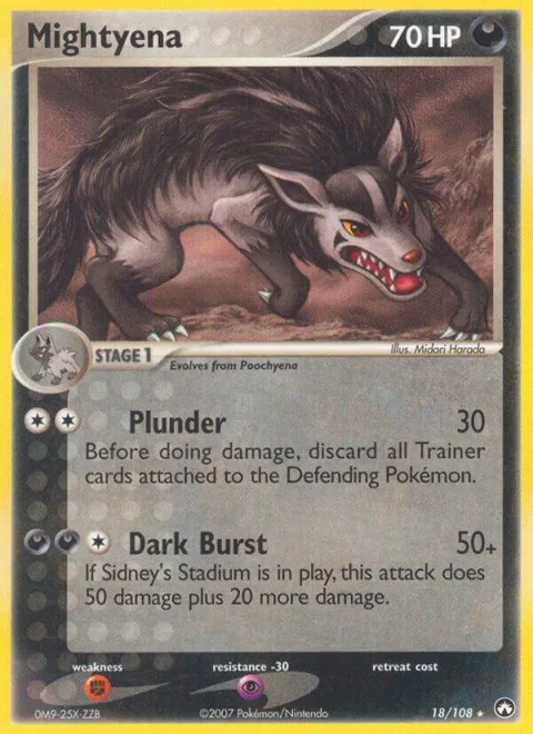 Mightyena #18/108 Pokémon card from EX Power Keepers
