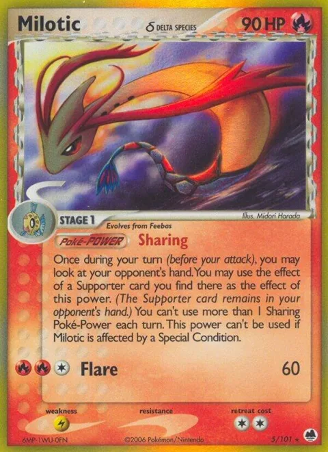 Milotic Delta Species #5/101 Holofoil Pokémon card from EX Dragon Frontiers