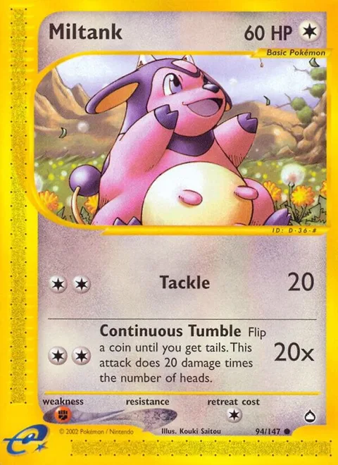 Miltank #094/147 Pokémon card from Aquapolis