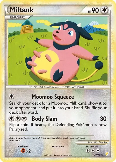 Miltank #47/123 Pokémon card from HeartGold SoulSilver