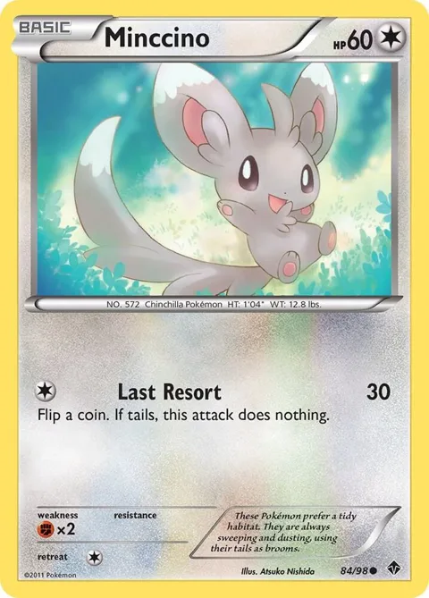 Minccino #84/98 Reverse Holofoil Pokémon card from Emerging Powers