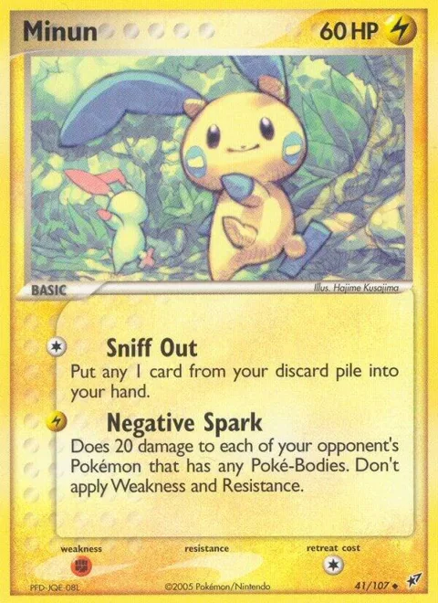 Minun #41/107 Reverse Holofoil Pokémon card from EX Deoxys