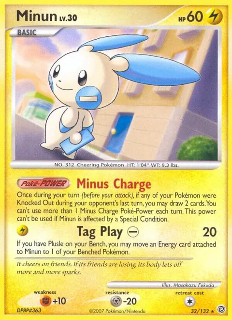 Minun #32/132 Pokémon card from Secret Wonders