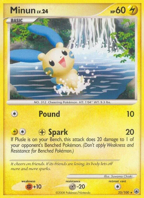 Minun #25/100 Pokémon card from Majestic Dawn