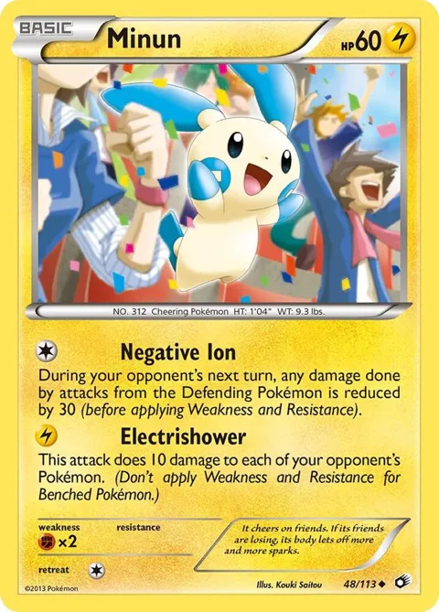 Minun #48/113 Pokémon card from Legendary Treasures
