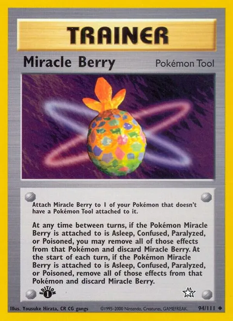 Miracle Berry #094/111 1st Edition Pokémon card from Neo Genesis