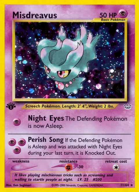 Misdreavus #11/64 1st Edition Holofoil Pokémon card from Neo Revelation