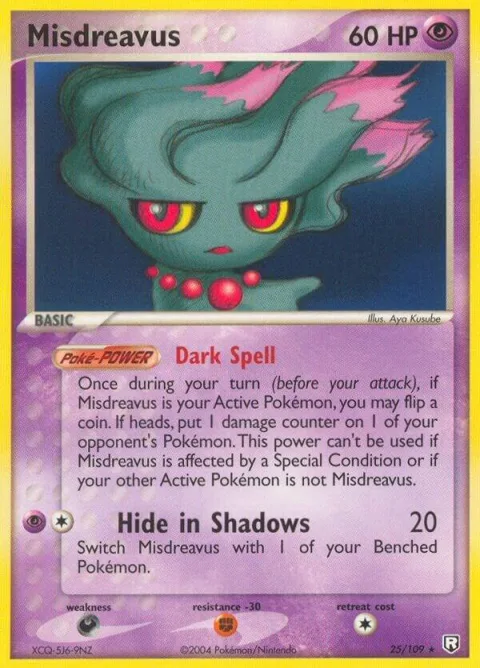 Misdreavus #25/109 Reverse Holofoil Pokémon card from EX Team Rocket Returns