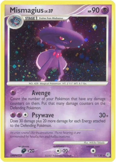 Mismagius #10/130 Holofoil Pokémon card from Diamond and Pearl