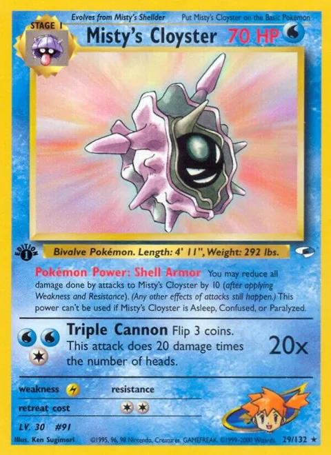 Misty's Cloyster #029/132 1st Edition Pokémon card from Gym Heroes