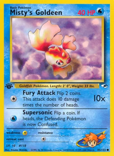 Misty's Goldeen 85 #085/132 1st Edition Pokémon card from Gym Heroes