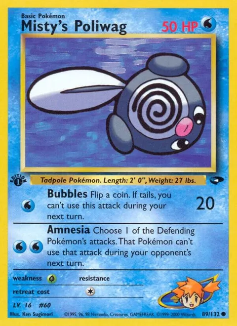 Misty's Poliwag #089/132 Unlimited Pokémon card from Gym Challenge