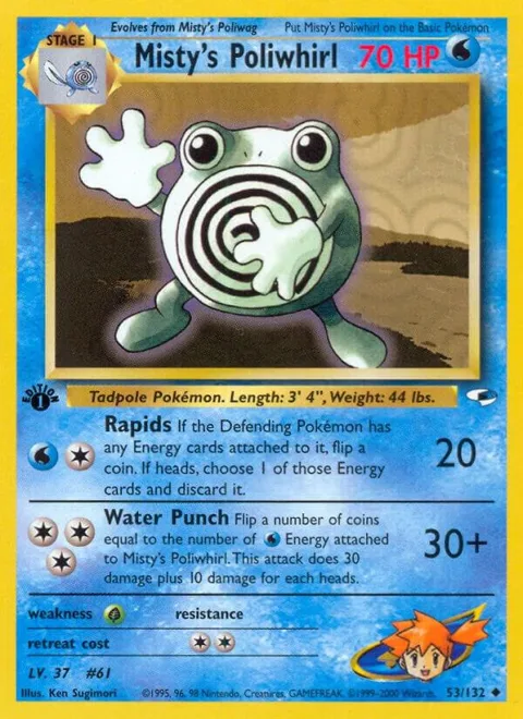 Misty's Poliwhirl #053/132 1st Edition Pokémon card from Gym Heroes