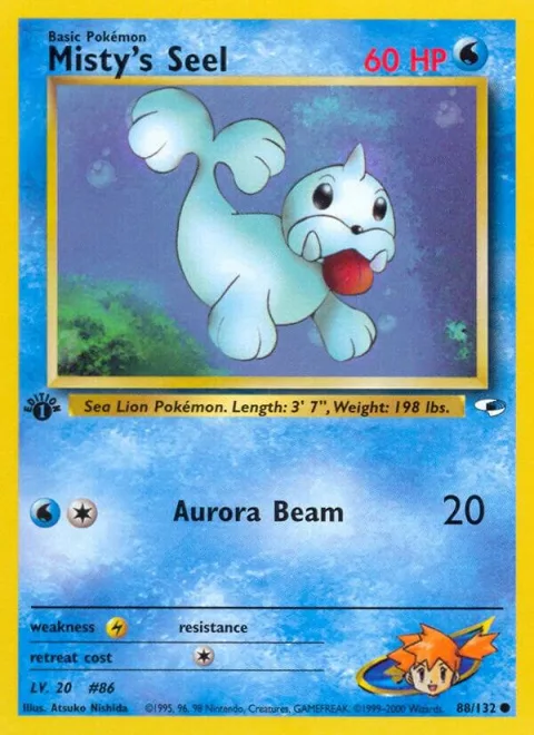 Misty's Seel #088/132 1st Edition Pokémon card from Gym Heroes