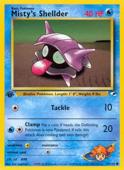 Misty's Shellder #089/132 1st Edition Pokémon card from Gym Heroes