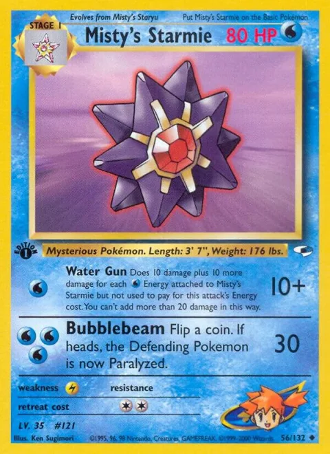 Misty's Starmie #056/132 1st Edition Pokémon card from Gym Heroes