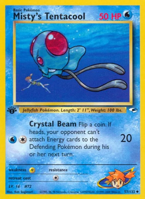 Misty's Tentacool 57 #057/132 Unlimited Pokémon card from Gym Heroes