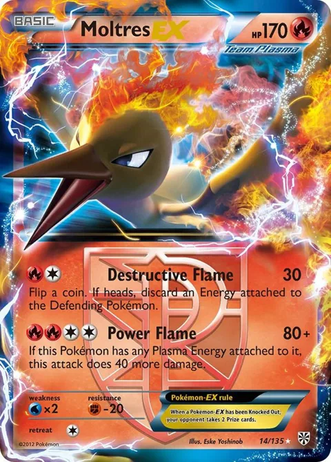 Moltres EX Team Plasma #14/135 Holofoil Pokémon card from Plasma Storm