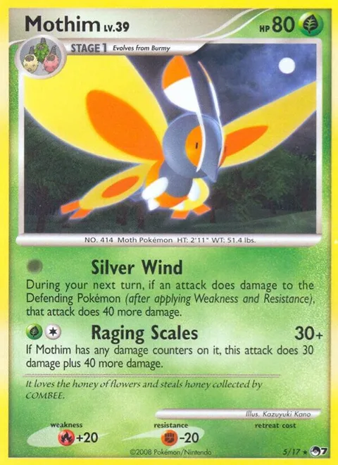 Mothim #005/017 Holofoil Pokémon card from POP Series 7