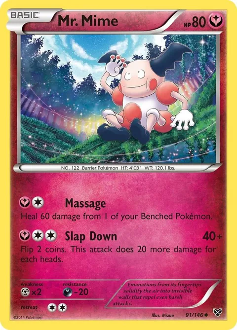 Mr. Mime #91/146 Reverse Holofoil Pokémon card from XY Base Set