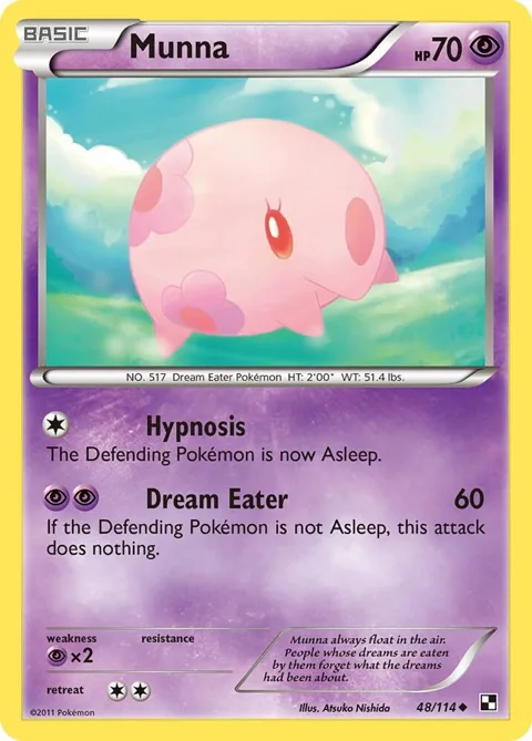 Munna #48/114 Reverse Holofoil Pokémon card from Black and White