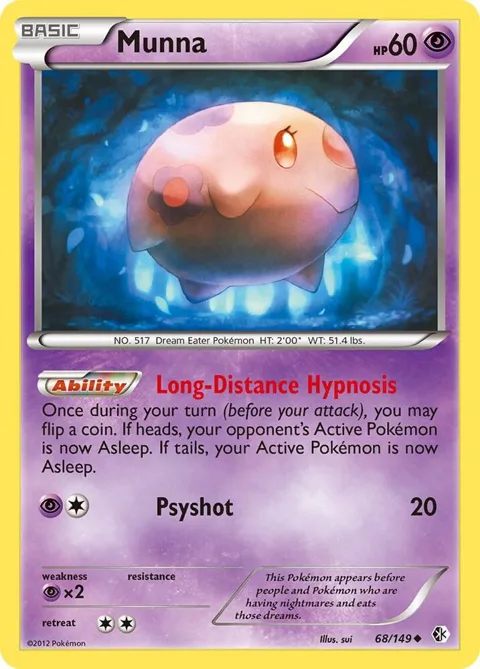 Munna #68/149 Pokémon card from Boundaries Crossed