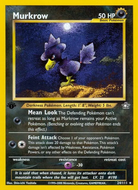Murkrow #024/111 Unlimited Pokémon card from Neo Genesis